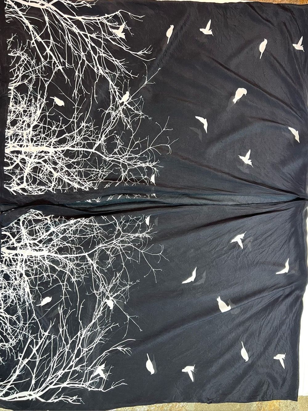 Cocoon House Silk Handmade Kimono Wrap Bird Print - Picture 7 of 8